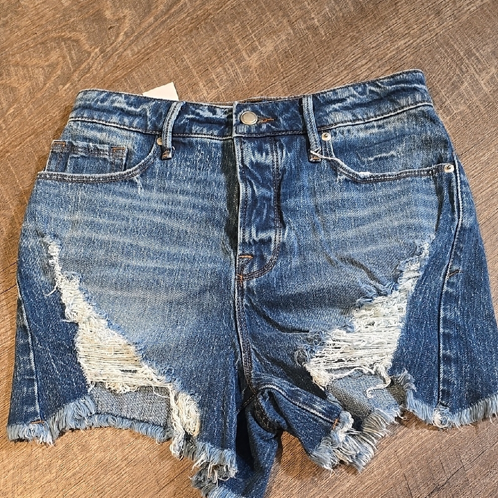 Distressed Blue Denim Shorts